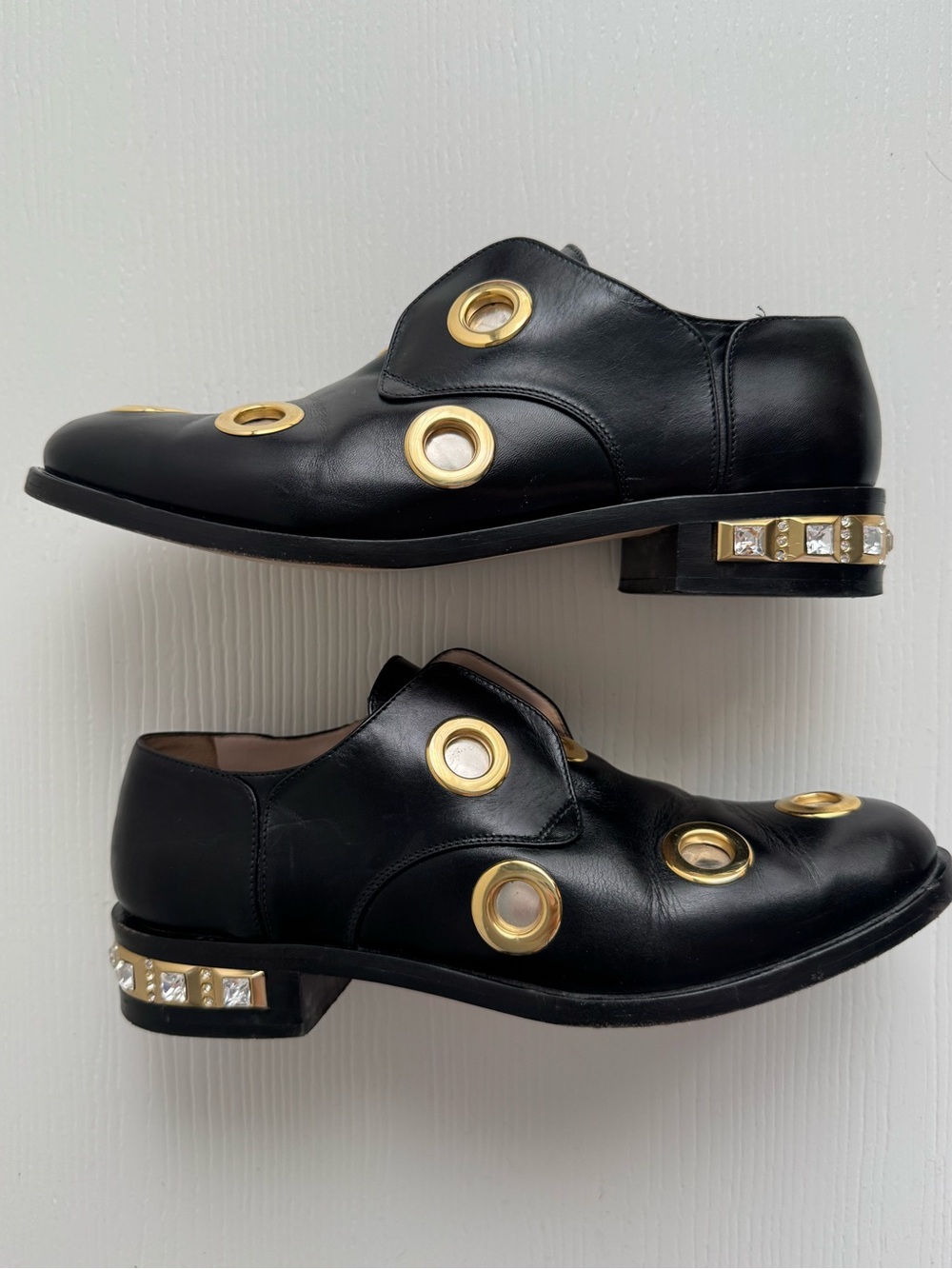 Cavalini Black Leather Embellished Loafers | Size 38.5 - Picture 3 of 12